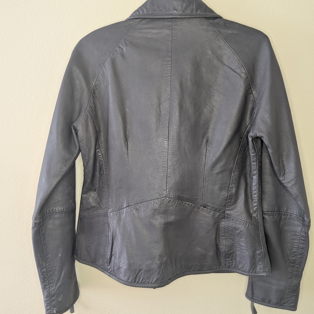 Tahari Black Leather Jacket for Women - Picture 9 of 16